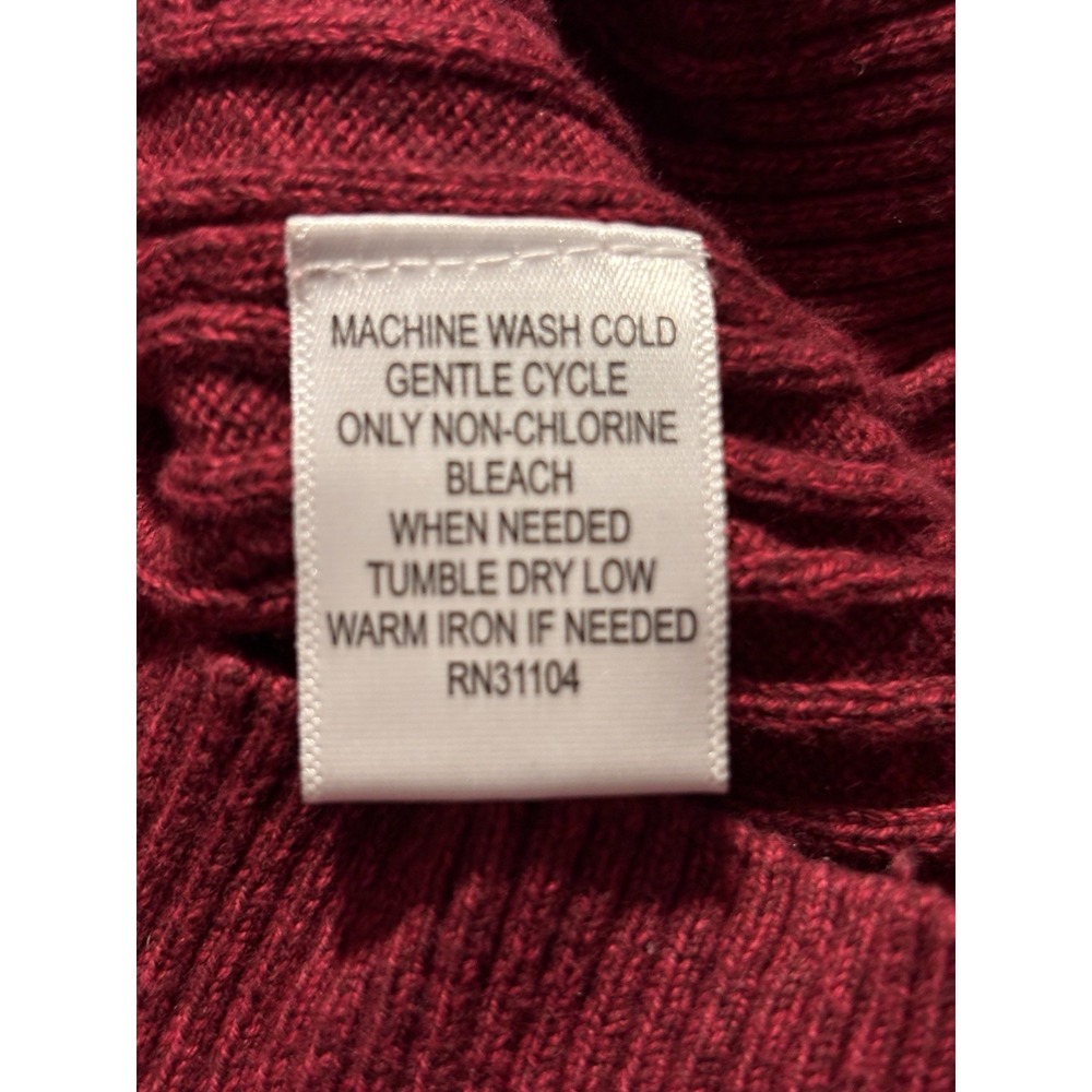 Kim Rogers M Burgundy Cable Knit Long Sleeve Women's Sweater 46x27 V-Neck Classy - Picture 6 of 7